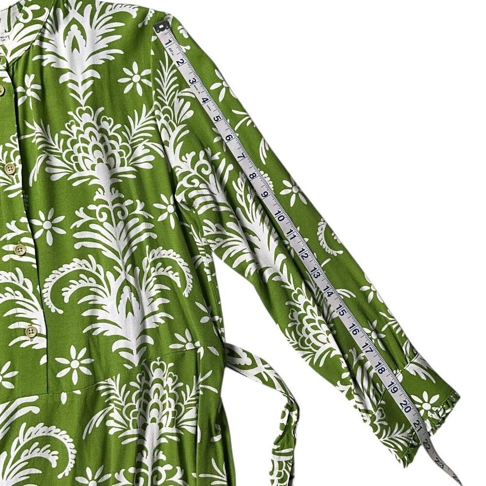 ZARA Green White Floral Button Down Maxi Dress M Resort Vacation Old Money Chic - Picture 8 of 11